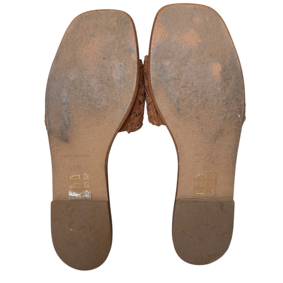 Madewell The Lianne Slide in Woven Leather, English Saddle, Size 10 - Picture 6 of 6